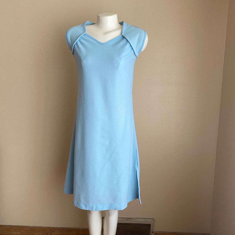 Vintage Young Teen Search Roebuck Pin Dot Sheath Dress Light Blue Size 12T